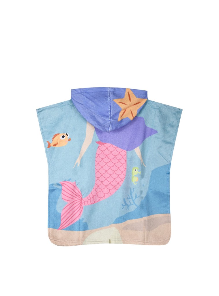 Girl΄s beach poncho towel with hood | SKY BLUE