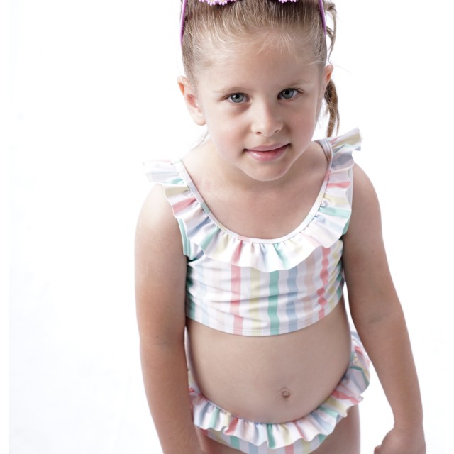 Girl΄s stripped 2 piece swim suit | STRIPPED PRINT