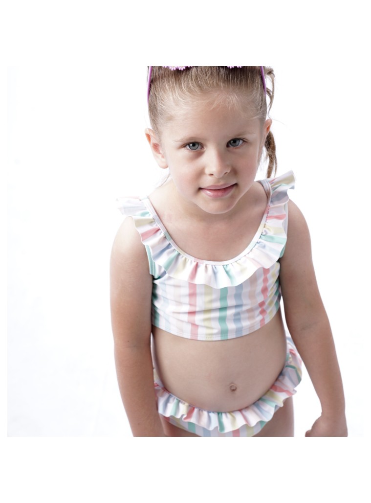 Girl΄s stripped 2 piece swim suit | STRIPPED PRINT