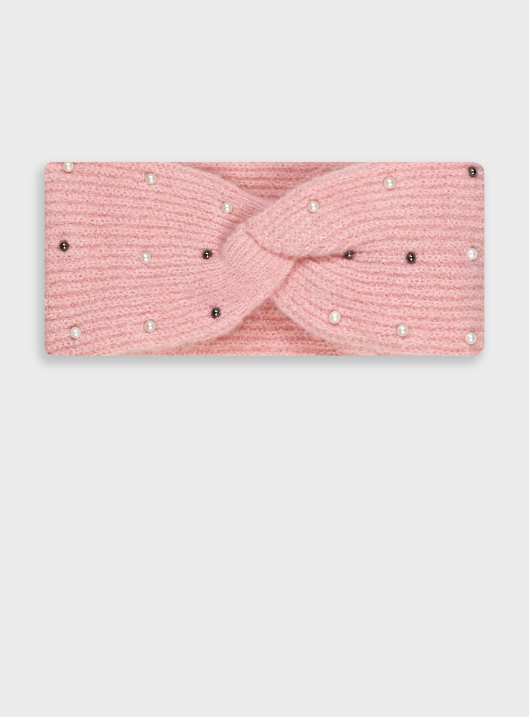 Πλεκτή κορδέλα μαλλιών για κορίτσι | ΣΚΟΝΙΣΜΕΝΟ ΡΟΖ