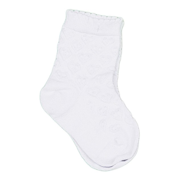 Καλτσάκι βρεφικό με τύπωμα καρδιές | ΛΕΥΚΟ