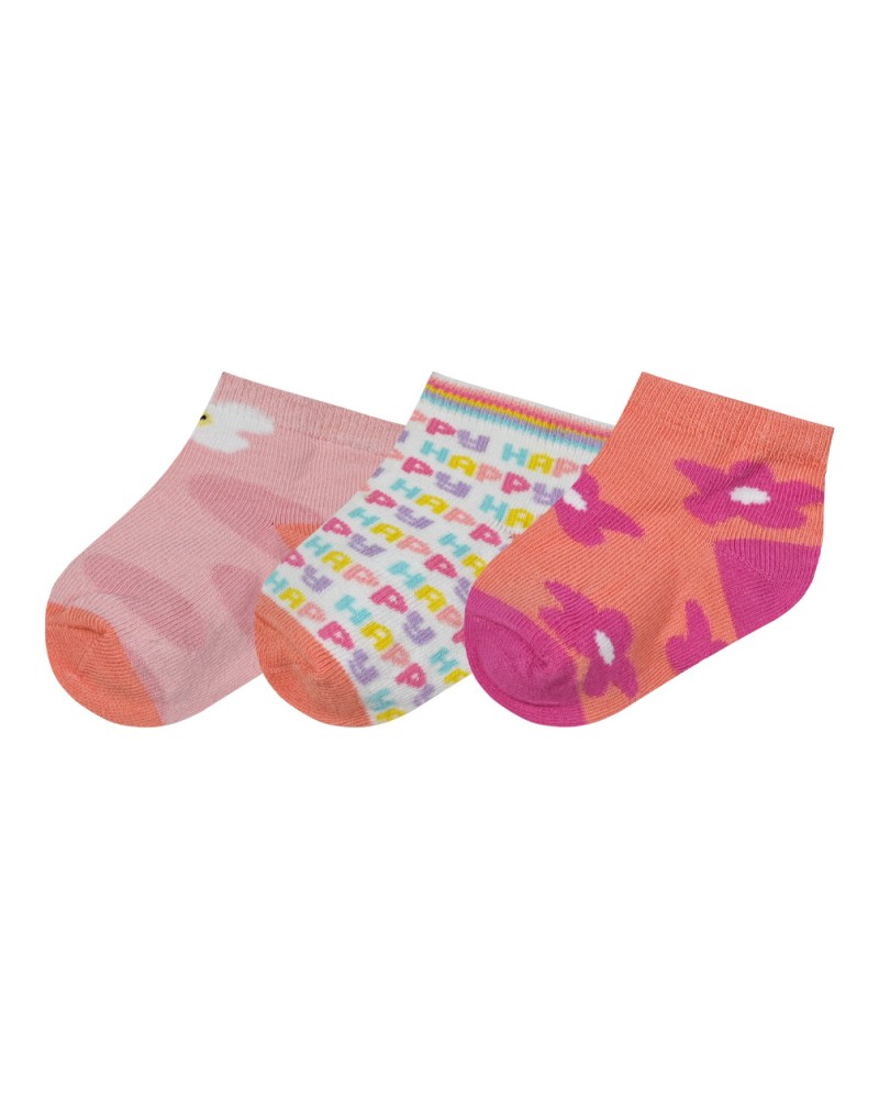 Σετ 3 ζεύγη βρεφικές κάλτσες για κορίτσι | ΡΟΖ