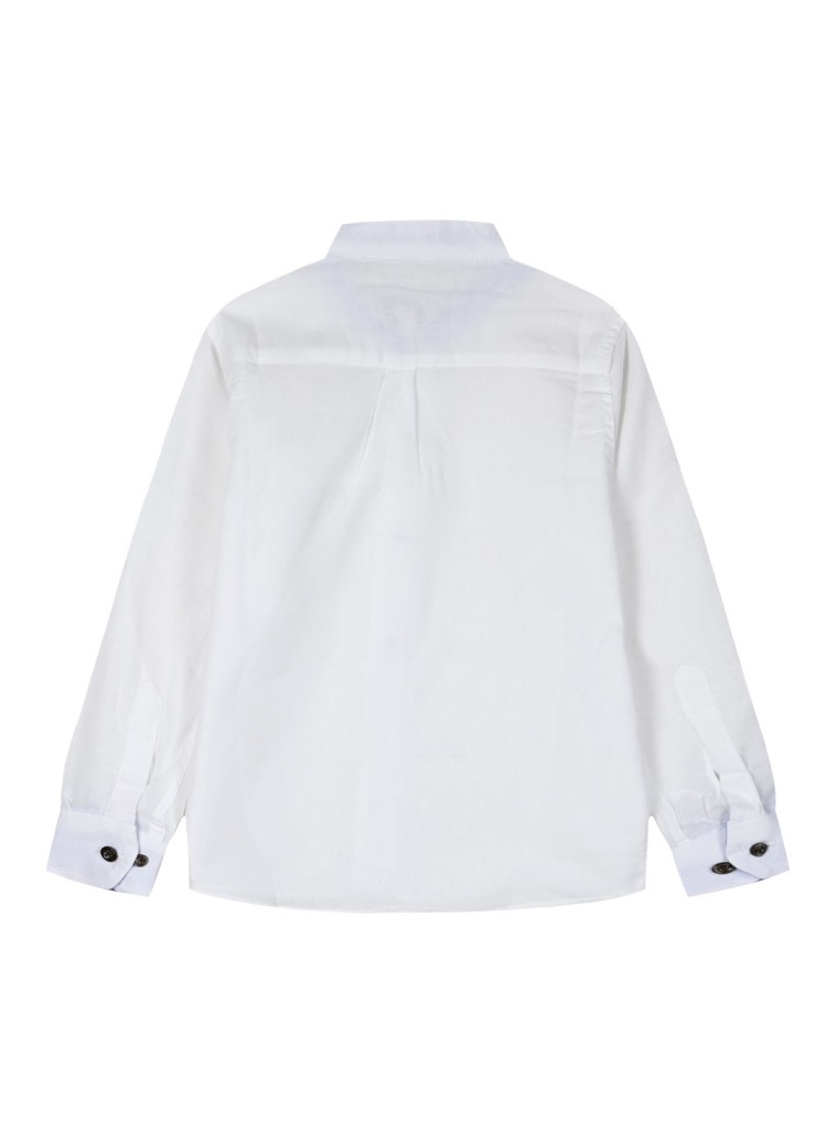 Boy΄s linen longsleeve shirt with mao collar for special occassions | WHITE