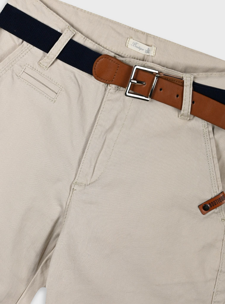 Boy΄s bermuda with belt for special occassions | BEIGE