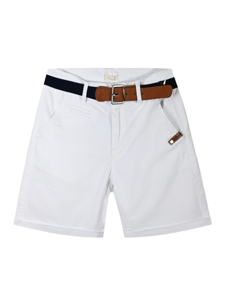 Boy΄s bermuda with belt for special occassions | WHITE