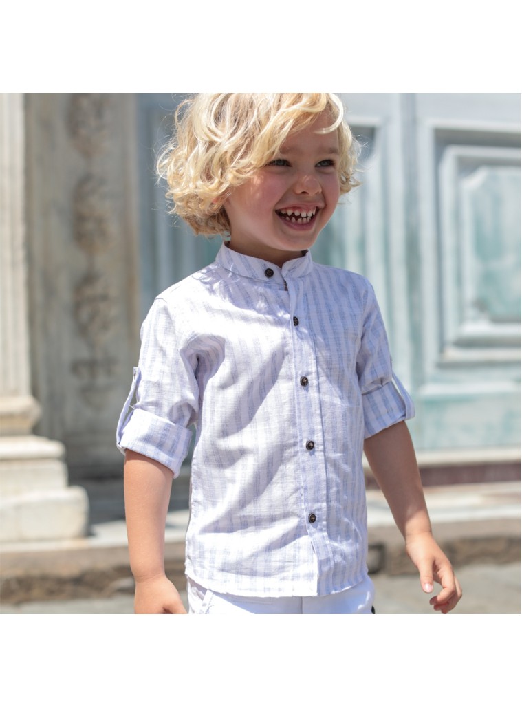 Παιδικό ριγέ πουκάμισο για καλό ντύσιμο για αγόρι | ΜΠΛΕ
