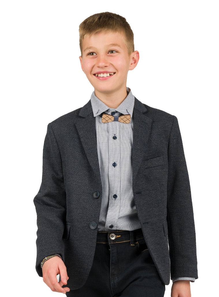 Boy΄s single colour blazer with two buttons and pocket square.Boutique collection | NAVY