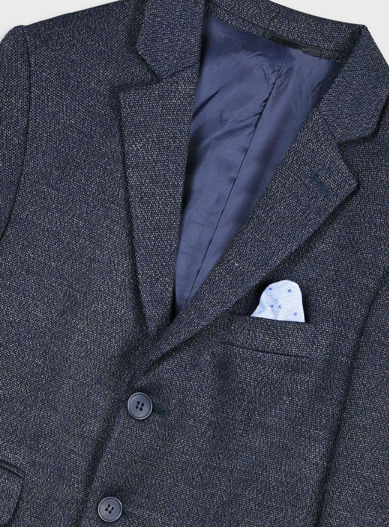 Boy΄s single colour blazer with two buttons and pocket square.Boutique collection | NAVY Boy΄s single colour blazer with two buttons and pocket square.Boutique collection | NAVY