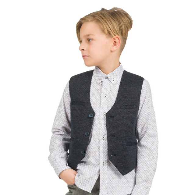 Boy΄s ecru all over print button down dress shirt with ecru buttons.Boutique collection | ECRU Boy΄s ecru all over print button down dress shirt with ecru buttons.Boutique collection | ECRU