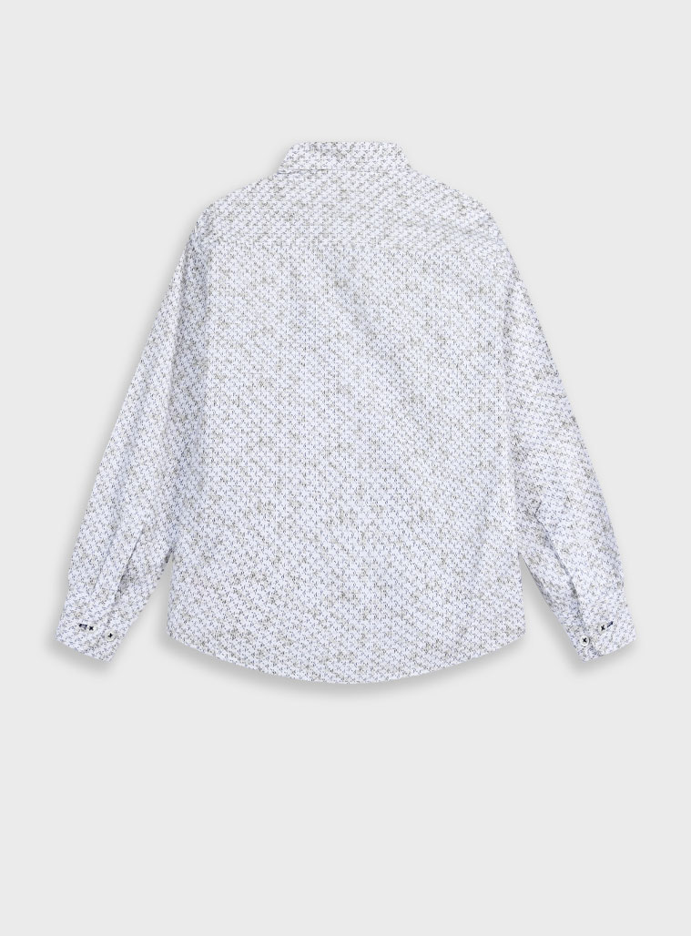 Boy΄s ecru all over print button down dress shirt with ecru buttons.Boutique collection | ECRU Boy΄s ecru all over print button down dress shirt with ecru buttons.Boutique collection | ECRU