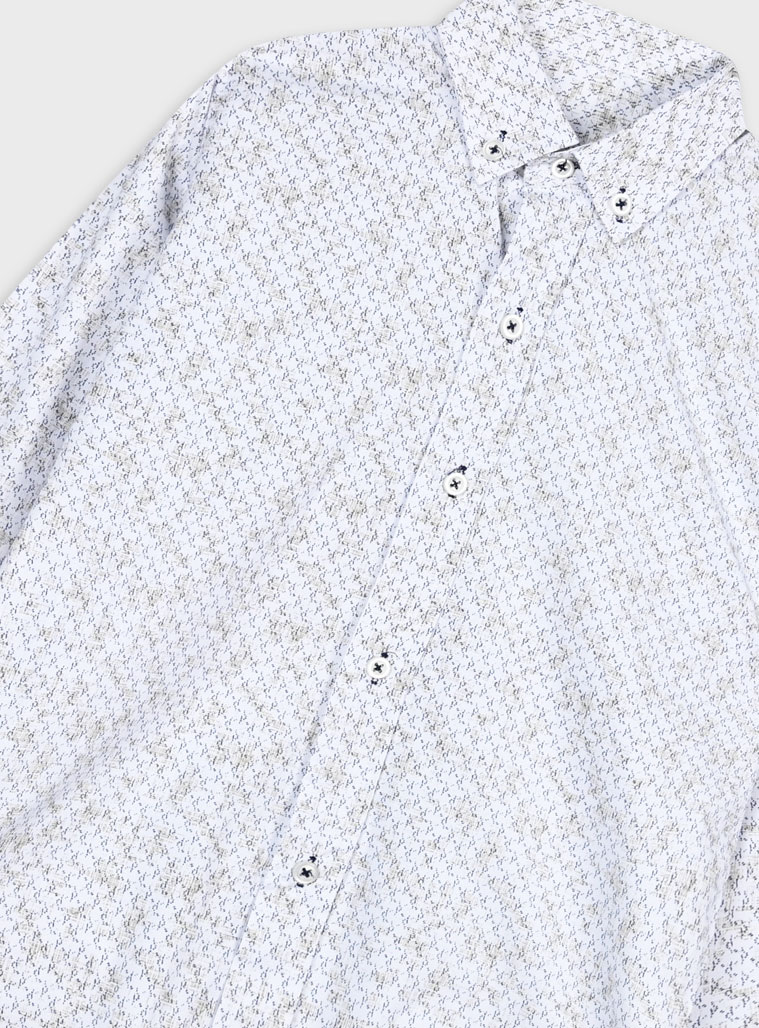 Boy΄s ecru all over print button down dress shirt with ecru buttons.Boutique collection | ECRU Boy΄s ecru all over print button down dress shirt with ecru buttons.Boutique collection | ECRU