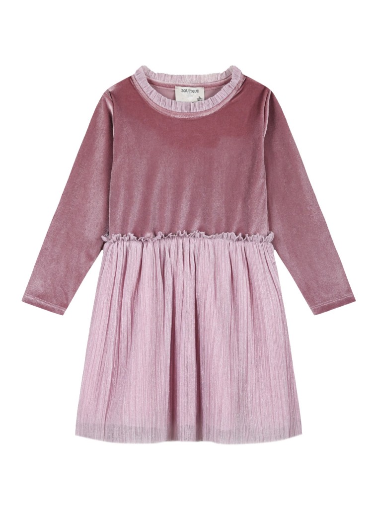 Girl΄s boutique collection velour dress with tulle | PINK