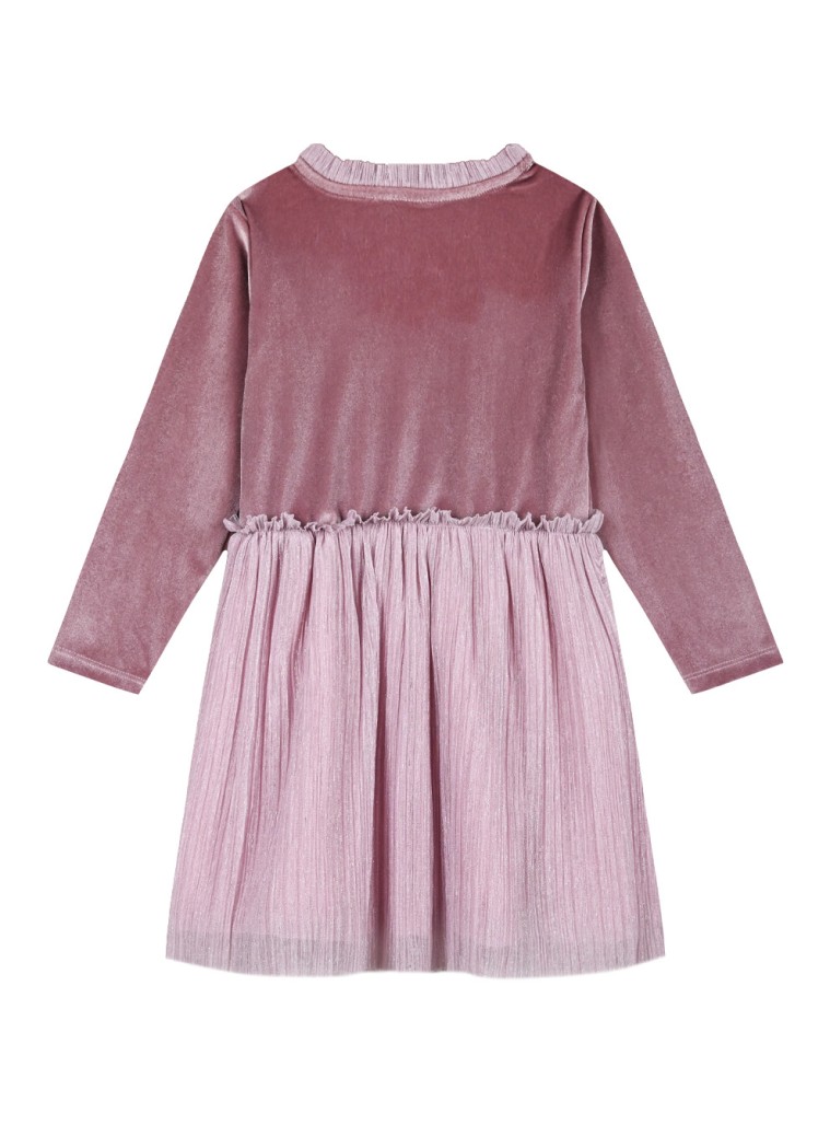 Girl΄s boutique collection velour dress with tulle | PINK