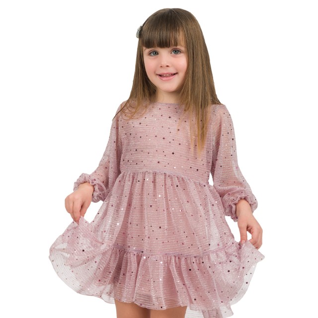 Girl΄s dress with printed tulle.Boutique collection | DUSTY PINK Girl΄s dress with printed tulle.Boutique collection | DUSTY PINK