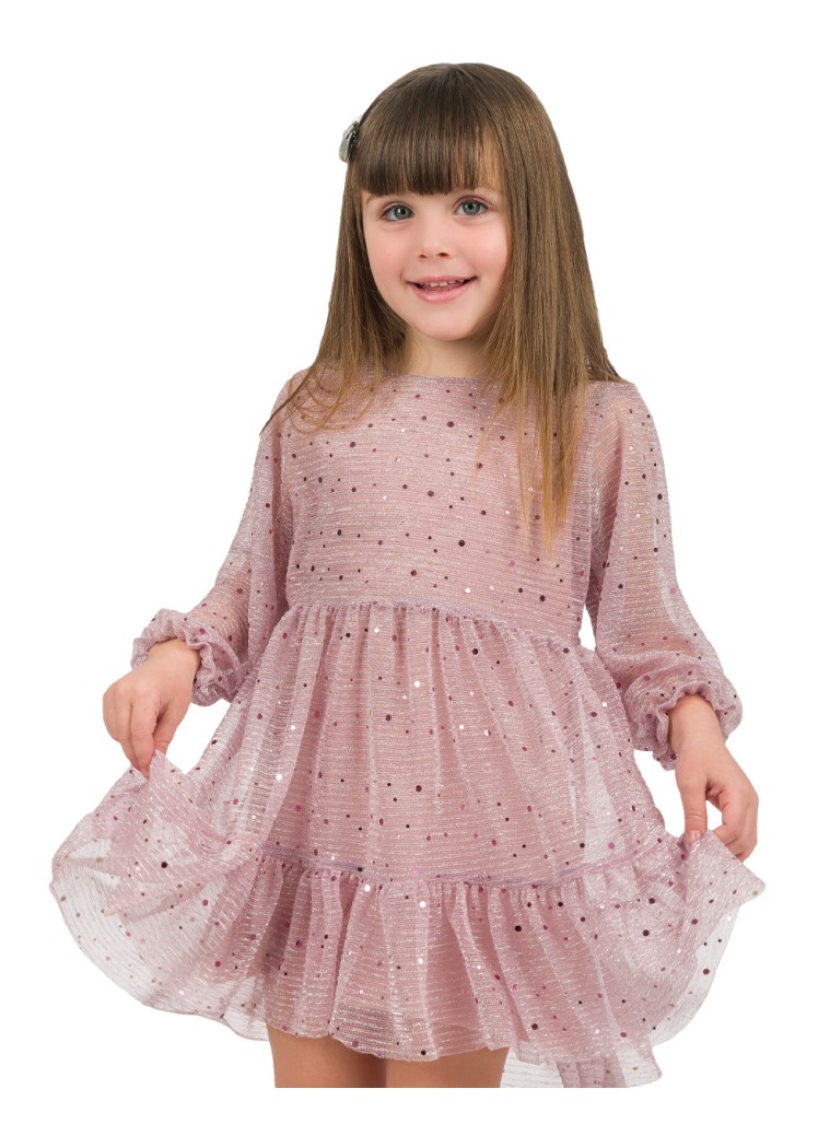 Girl΄s dress with printed tulle.Boutique collection | DUSTY PINK