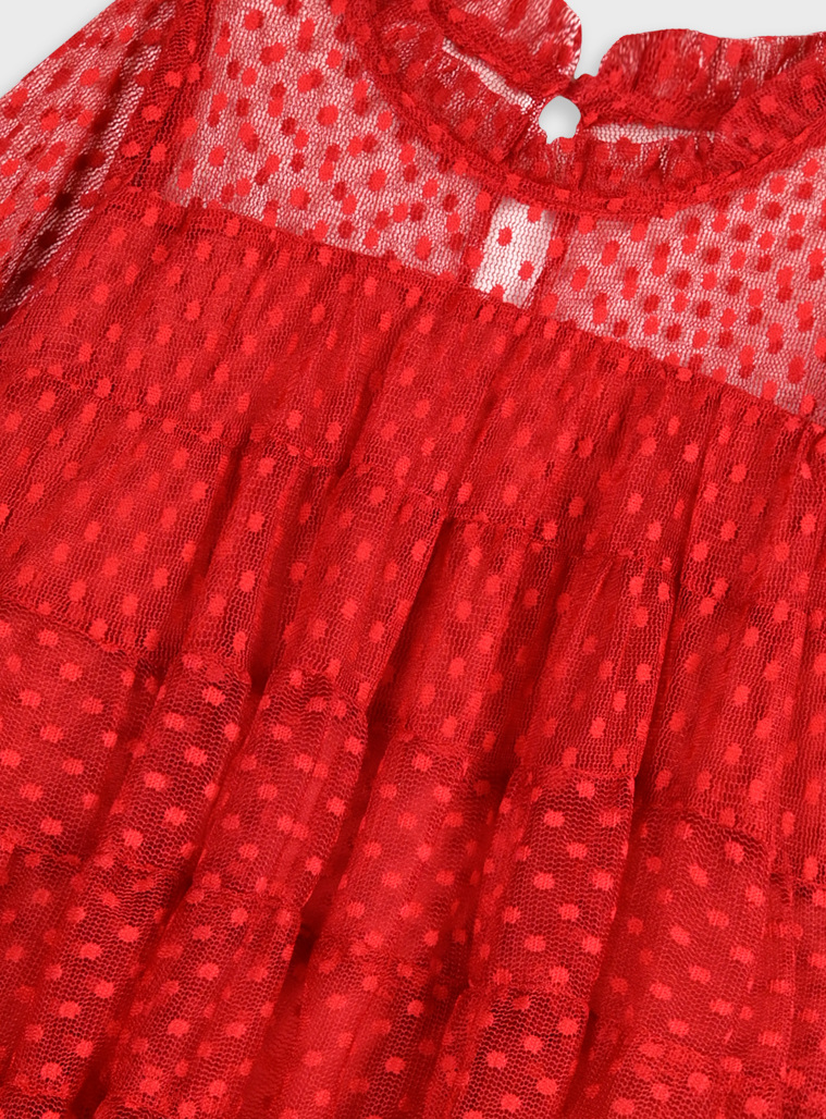 Φόρεμα με κεντημένα πουά για κορίτσι.Boutique collection | ΚΕΡΑΣΣΙ