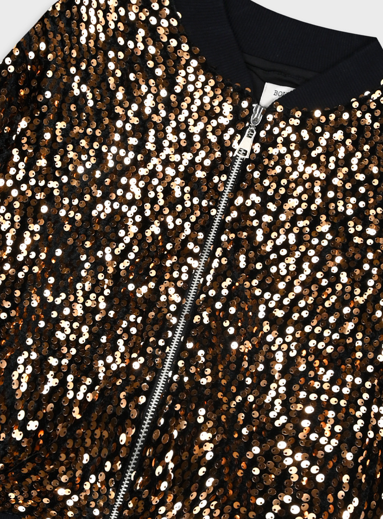 Boutique velvet jacket with sequins for girls | BLACK