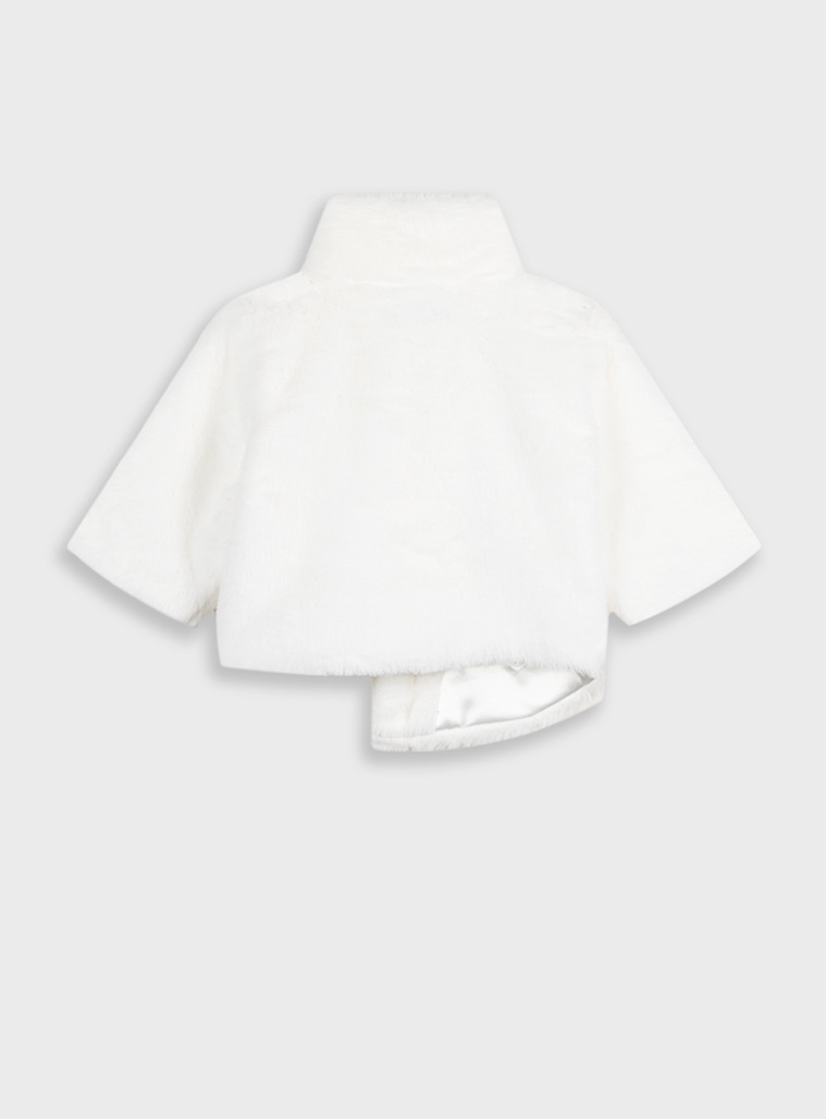 Girl΄s short faux fur coat.Boutique collection | Ecru
