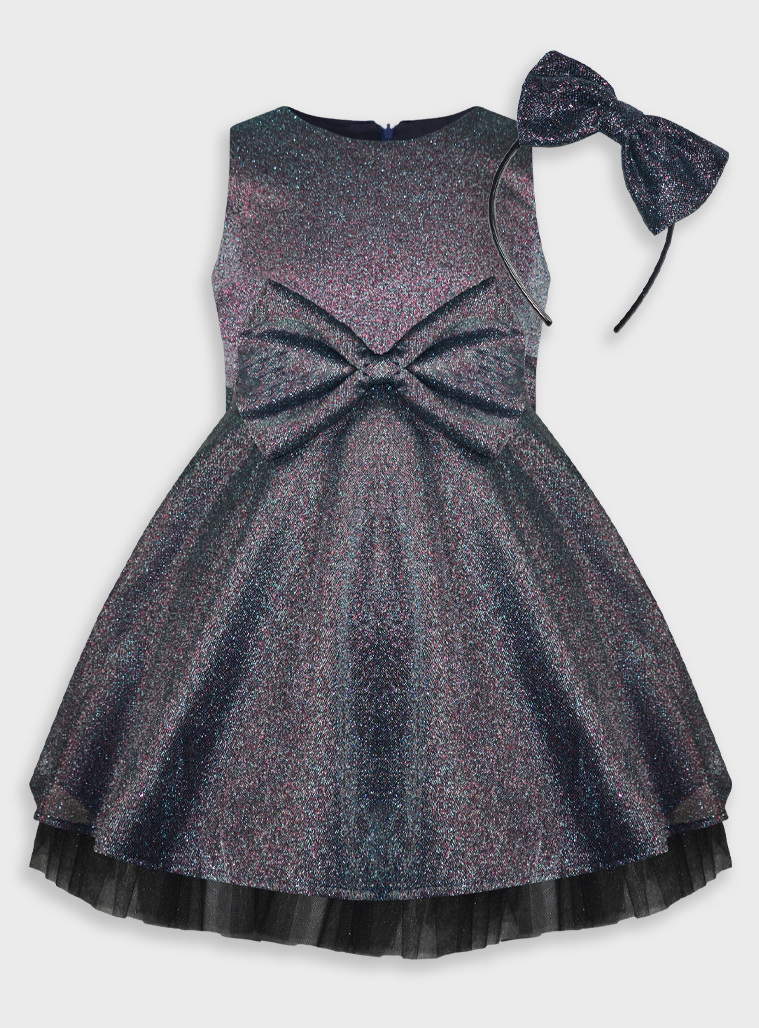 Φόρεμα γυαλιστερό με ασορτί στέκα για κορίτσι.Boutique collection | ΜΑΡΕΝ