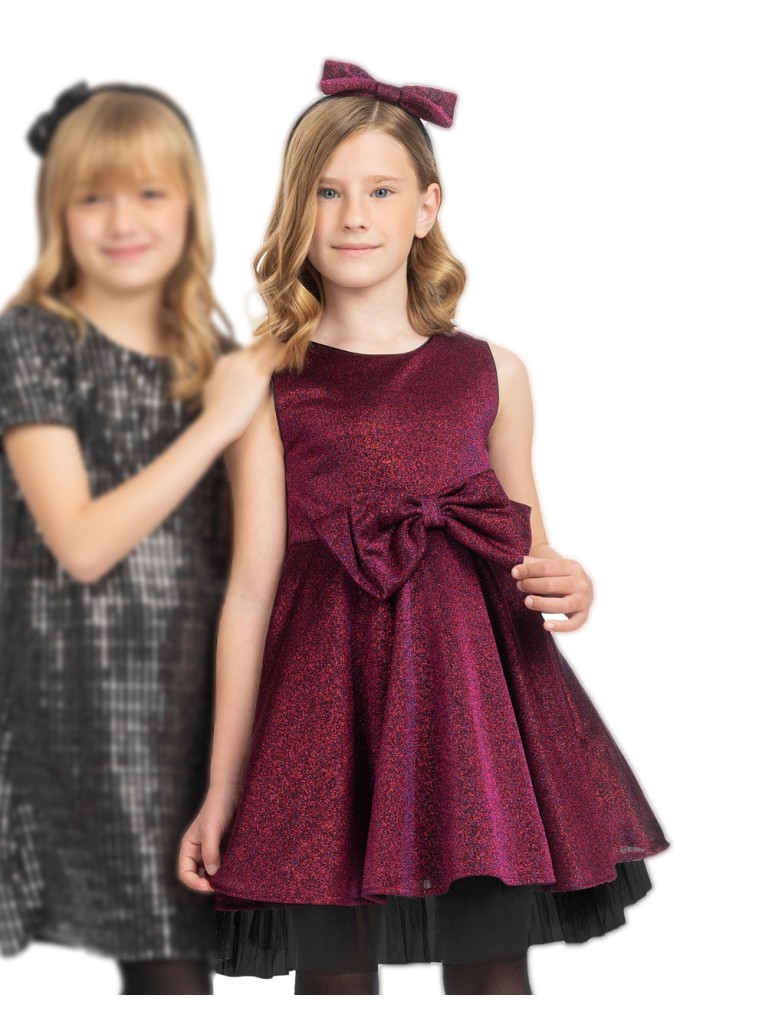 Girl΄s shiny dress with matching headband.Boutique collection | CHERRY