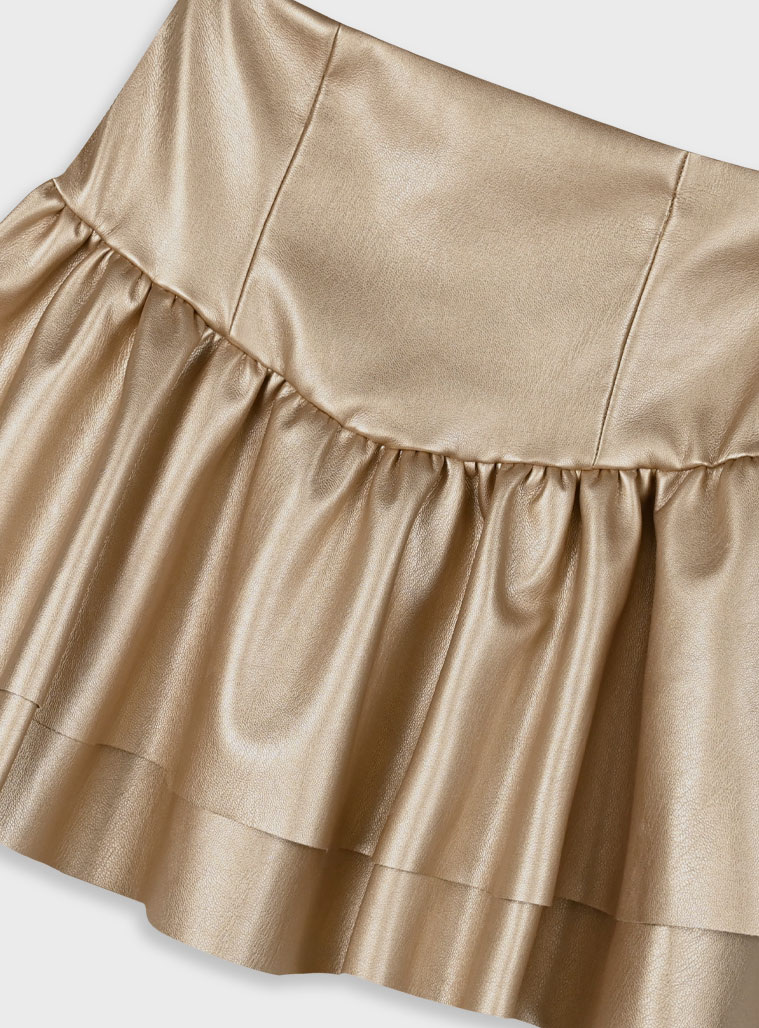 Boutique faux leather skirt for girls | GOLD