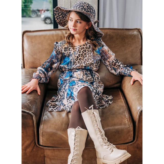 Boutique leopard print/floral dress for girls | ALL OVER PRINT