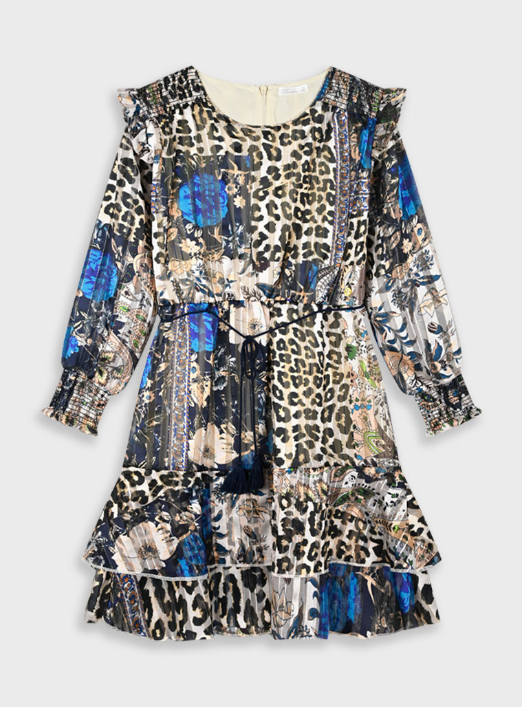 Boutique leopard print/floral dress for girls | ALL OVER PRINT