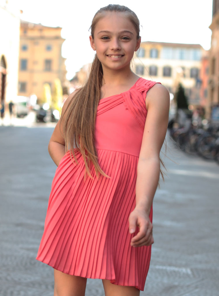 Girl΄s pleated dress | SUGAR CORAL