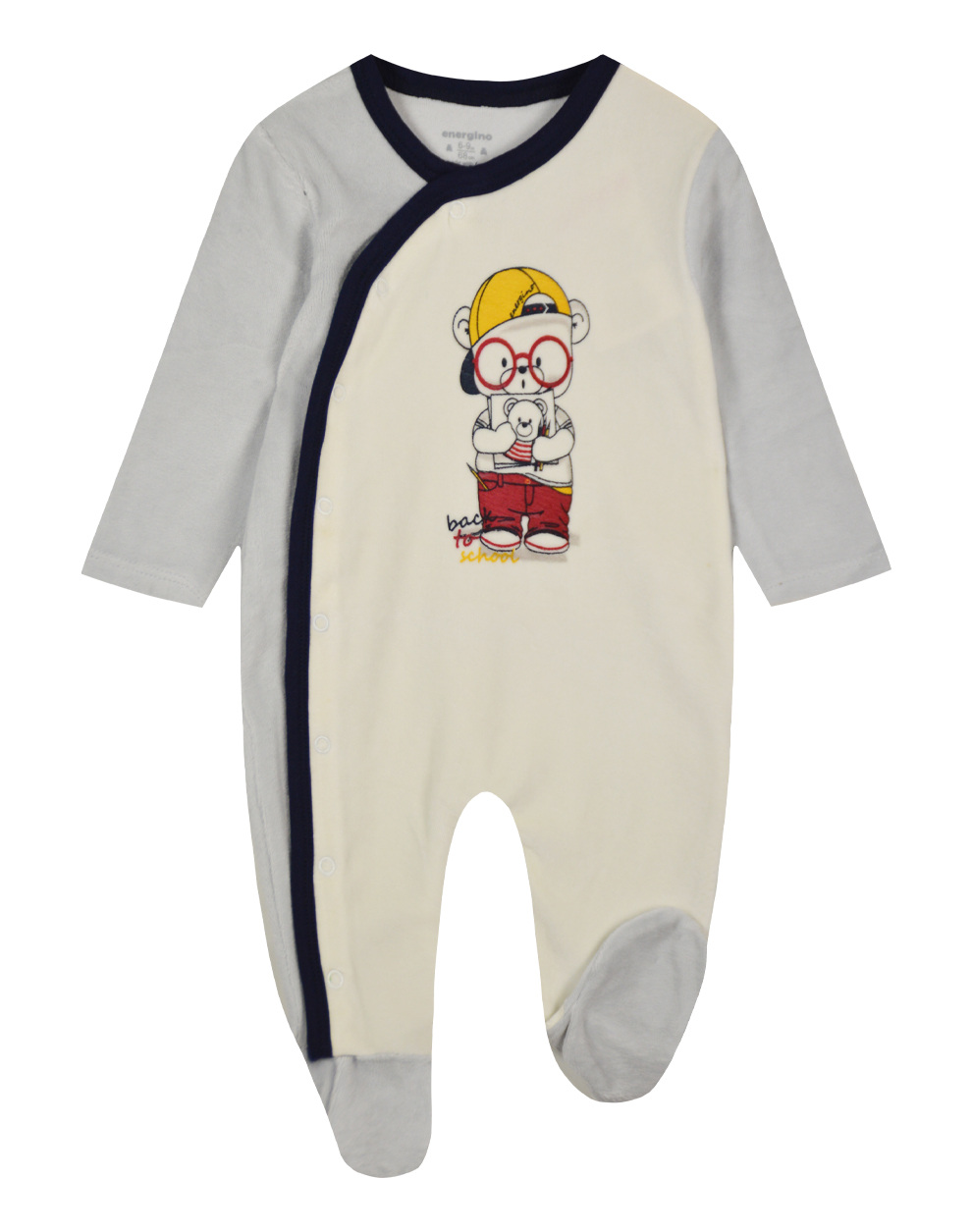 Βρεφικό φορμάκι βελούδο BACK TO SCHOOL για αγόρι. (0-15 μηνών)...