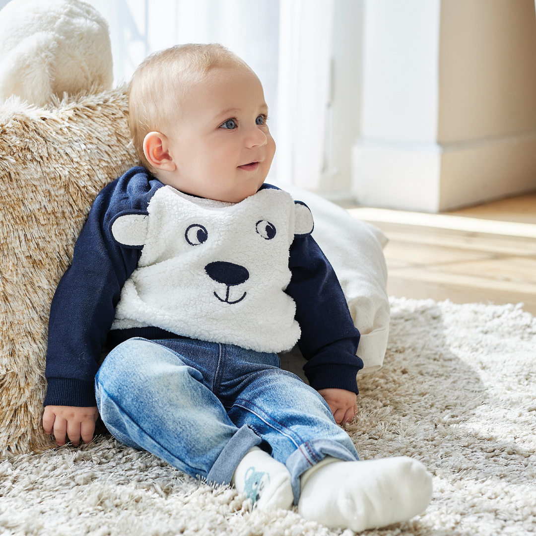 Βρεφικό σετ με τζην για αγόρι (0-15 μηνών) | ΜΠΛΕ ΤΖΗΝ