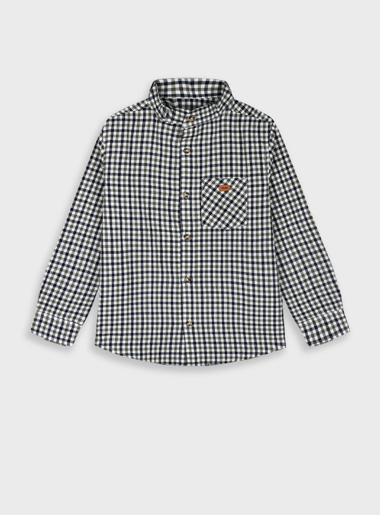 Καρώ πουκάμισο με μάο γιακά για αγόρι | ΚΑΡΡΩ