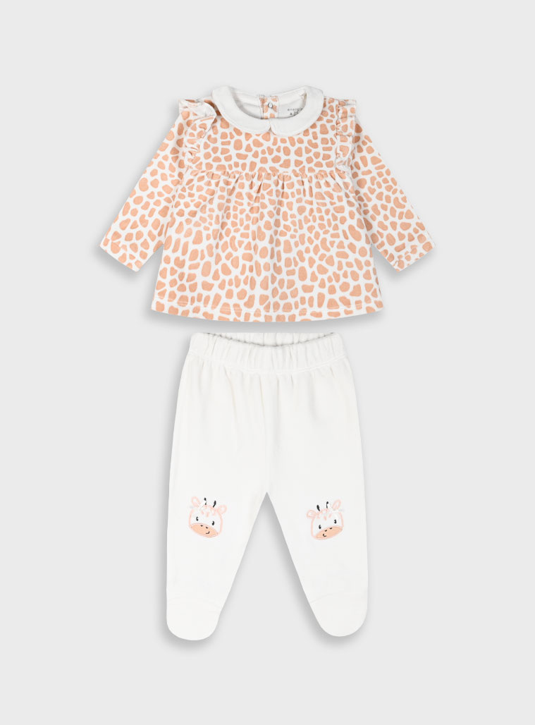 Βρεφικό βελουτέ σετ για κορίτσι (0 – 12 μηνών) | ΕΚΡΟΥ