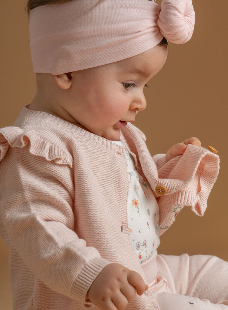 Παιδικά ρούχα - κορίτσι Energiers - ΣΗΜΑΝΤΙΚΟ: Σε περίπτωση διαφοράς τιμής από το κατάστημα ισχύει παντα και μόνο η τιμή του καταστήματος Βρεφική πλεκτή ζακέτα | ΠΟΥΔΡΑ