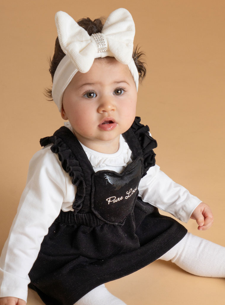 Παιδικά ρούχα - κορίτσι Energiers - ΣΗΜΑΝΤΙΚΟ: Σε περίπτωση διαφοράς τιμής από το κατάστημα ισχύει παντα και μόνο η τιμή του καταστήματος Βρεφικό σετ 2 τεμαχίων μπλούζα με φόρεμα | ΜΑΥΡΟ ΤΖΗΝ