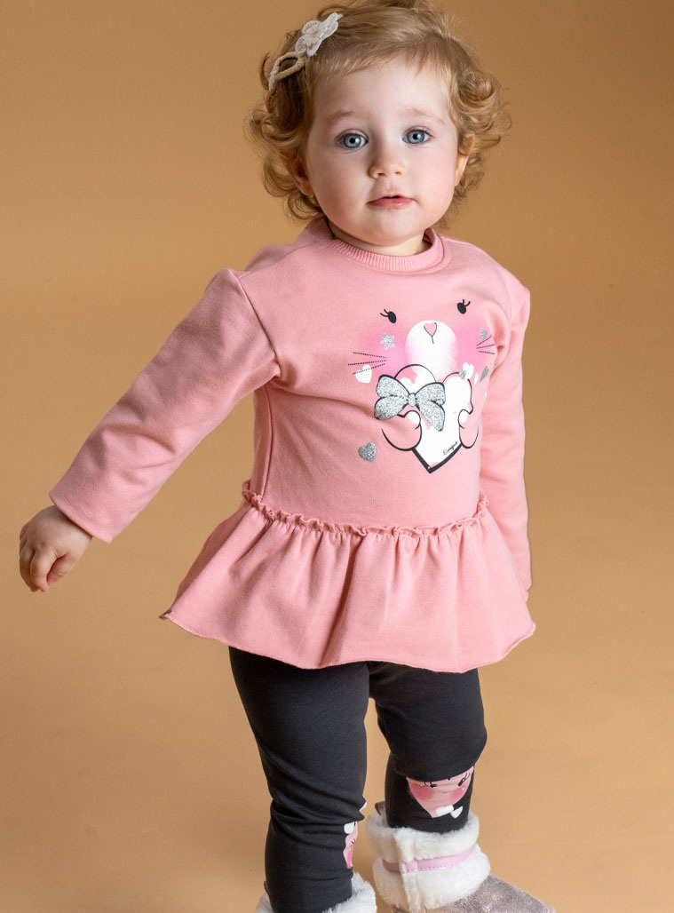 Παιδικά ρούχα - κορίτσι Energiers - ΣΗΜΑΝΤΙΚΟ: Σε περίπτωση διαφοράς τιμής από το κατάστημα ισχύει παντα και μόνο η τιμή του καταστήματος Βρεφικό σετ 2 τεμαχίων μπλούζα με κολάν | ΑΝΘΡΑΚΙ