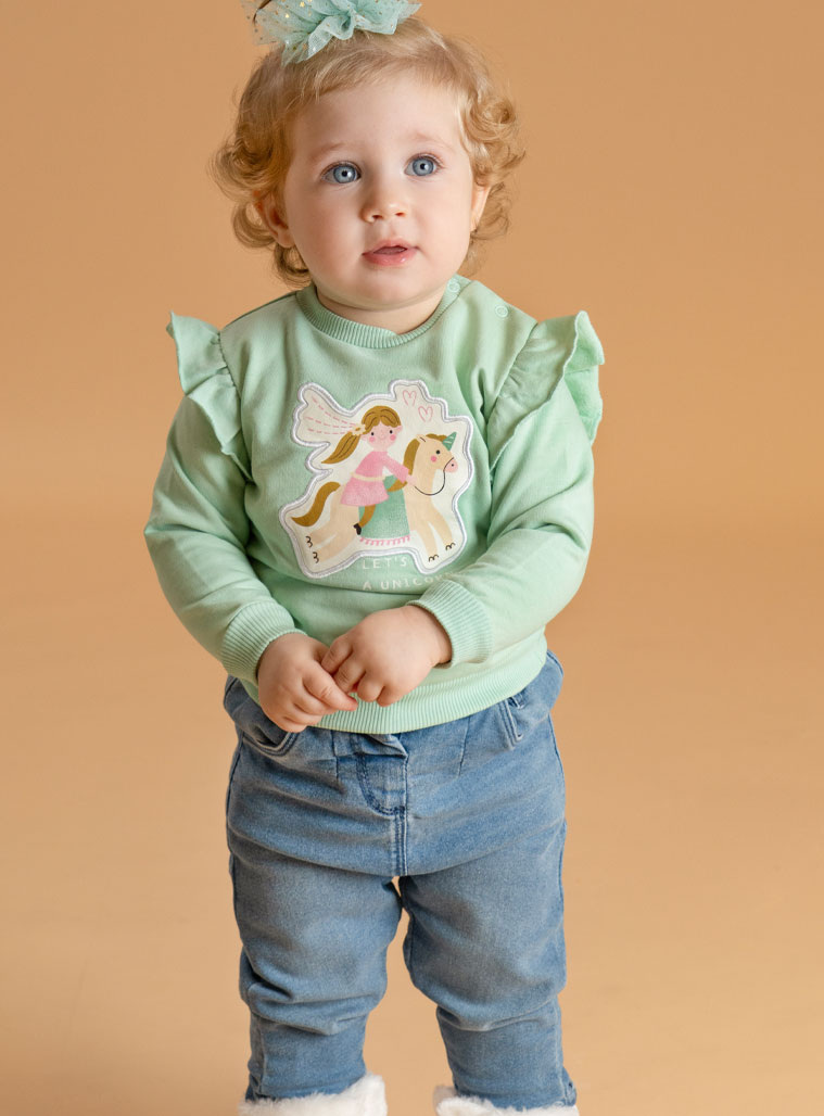 Παιδικά ρούχα - κορίτσι Energiers - ΣΗΜΑΝΤΙΚΟ: Σε περίπτωση διαφοράς τιμής από το κατάστημα ισχύει παντα και μόνο η τιμή του καταστήματος Βρεφικό σετ 2 τεμαχίων μπλούζα με παντελόνι | ΜΠΛΕ ΤΖΗΝ