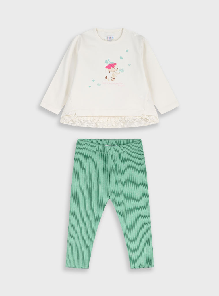 Παιδικά ρούχα - κορίτσι Energiers - ΣΗΜΑΝΤΙΚΟ: Σε περίπτωση διαφοράς τιμής από το κατάστημα ισχύει παντα και μόνο η τιμή του καταστήματος Βρεφικό σετ 2 τεμαχίων μπλούζα με κολάν | ΜΕΝΤΑ