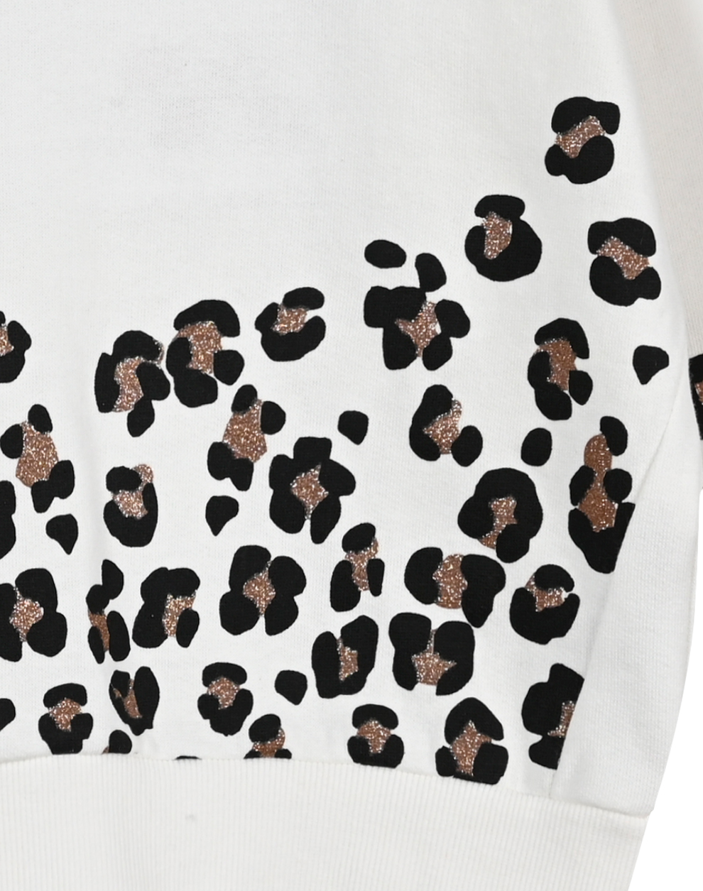 Μπλούζα ρεγκλάν φούτερ με animal print λεοπάρ για κορίτσι | ΕΚΡΟΥ - 4
