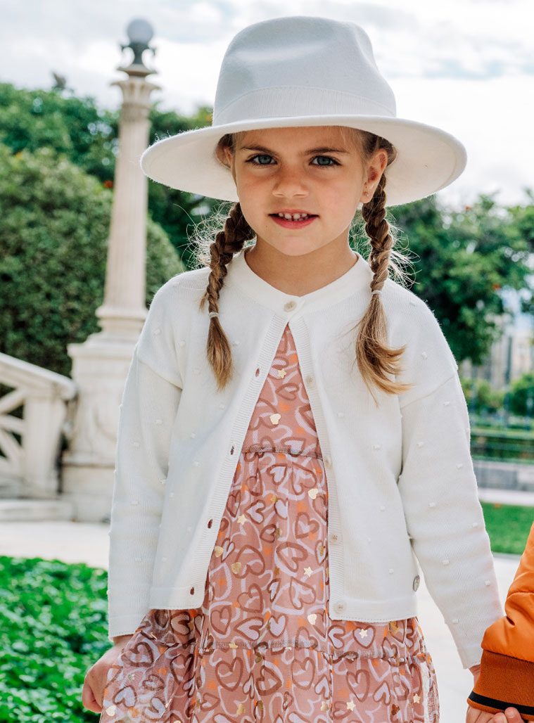 Εμπριμέ φόρεμα με τούλι και τόυλινα μανίκια για κορίτσι | ΕΜΠΡΙΜΕ