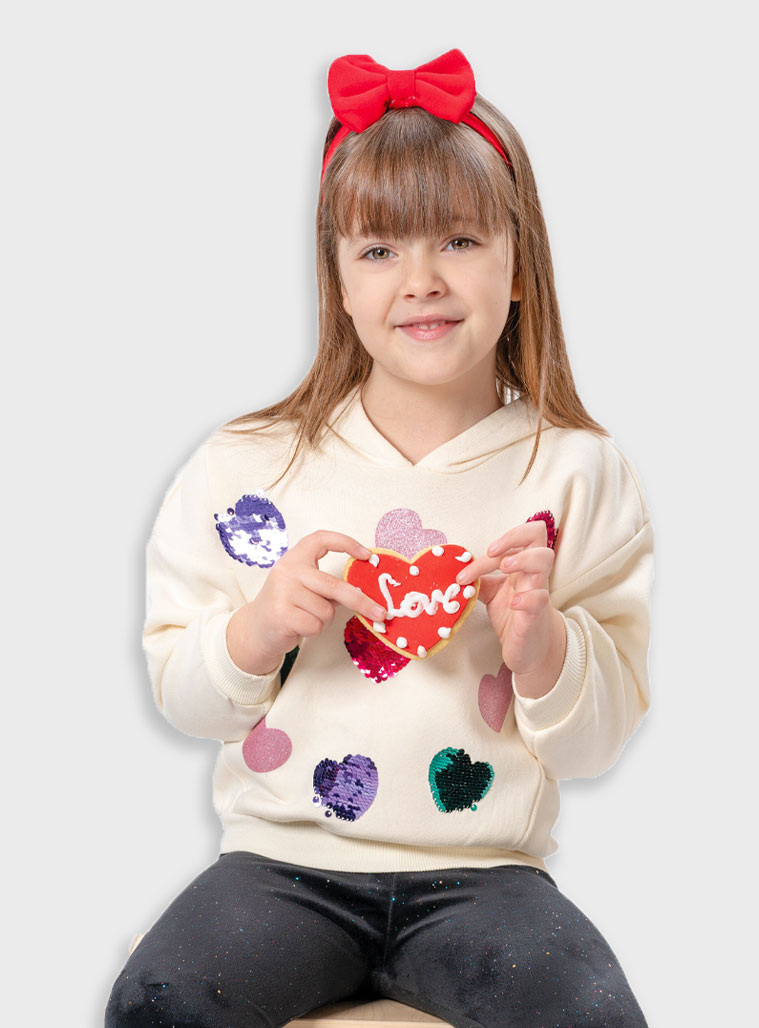 Σετ μπλούζα με κουκούλα με βελουτέ κολάν για κορίτσι | ΜΑΥΡΟ