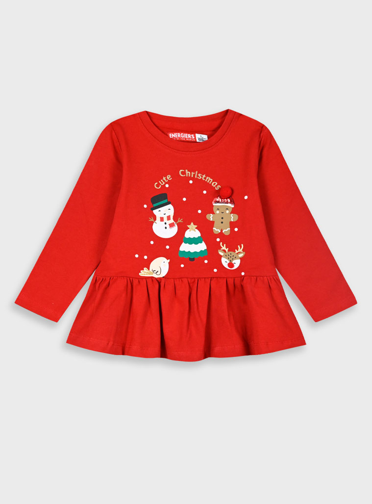 Energiers Χριστουγεννιάτικη μακρυμάνικη μπλούζα | ΚΟΚΚΙΝΟ