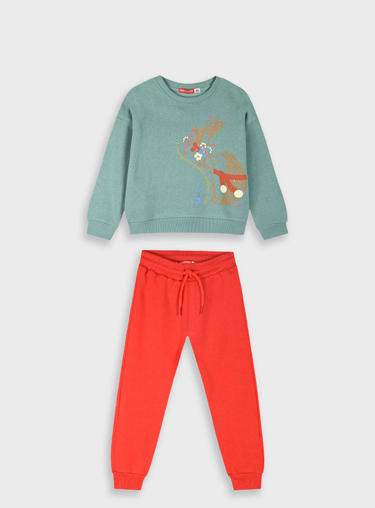 Σετ φούτερ φόρμα με τύπωμα για κορίτσι | ΚΟΡΑΛΛΙ