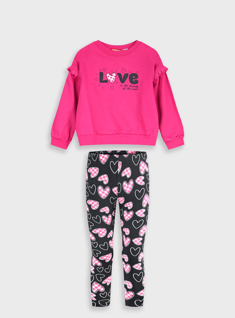 Παιδικά ρούχα - κορίτσι Energiers - ΣΗΜΑΝΤΙΚΟ: Σε περίπτωση διαφοράς τιμής από το κατάστημα ισχύει παντα και μόνο η τιμή του καταστήματος Σετ φούτερ μπλούζα με κολάν | ΕΜΠΡΙΜΕ