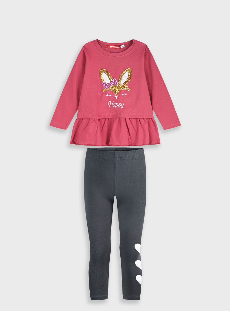 Σετ μπλούζα με κολάν | ΜΑΥΡΟ