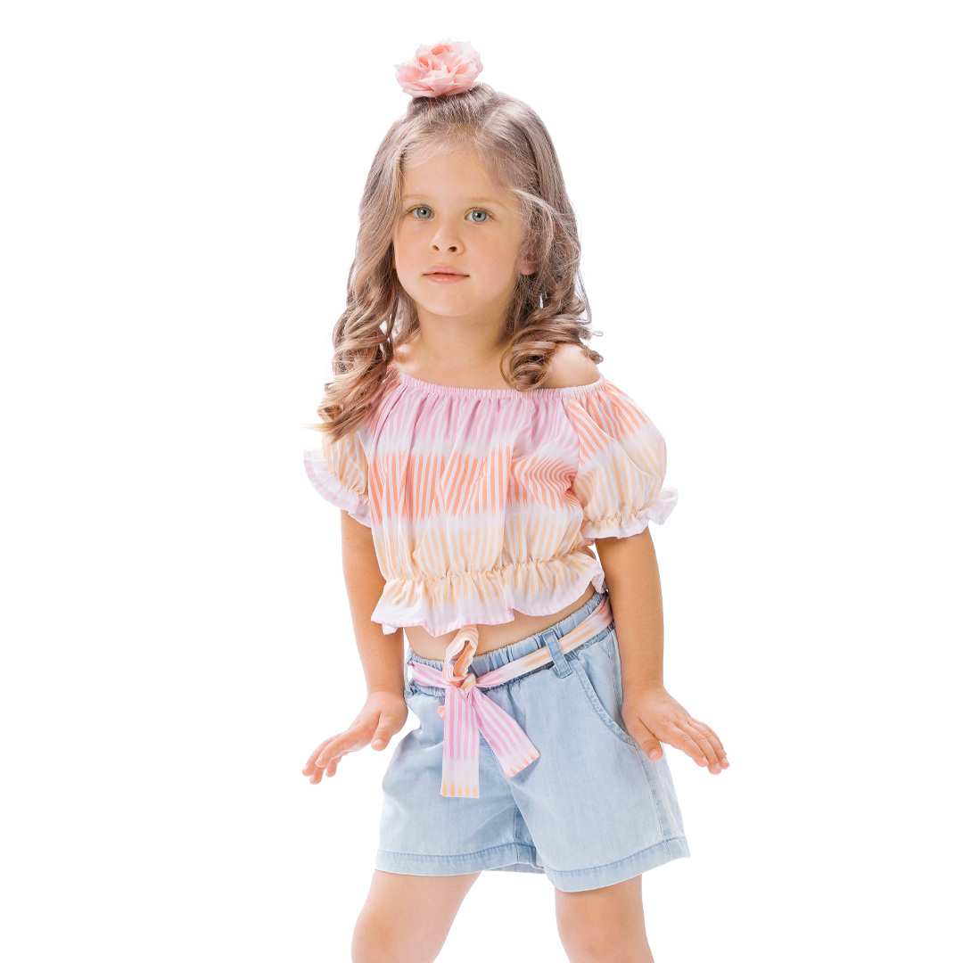 Παιδικό σετ 2 τεμάχια με ριγέ κροπ μπλούζα για κορίτσι | ΜΠΛΕ ΤΖΗΝ ΚΟΡΙΤΣΙ 1-6>Σετ>ΝΕΕΣ ΑΦΙΞΕΙΣ>Σετ