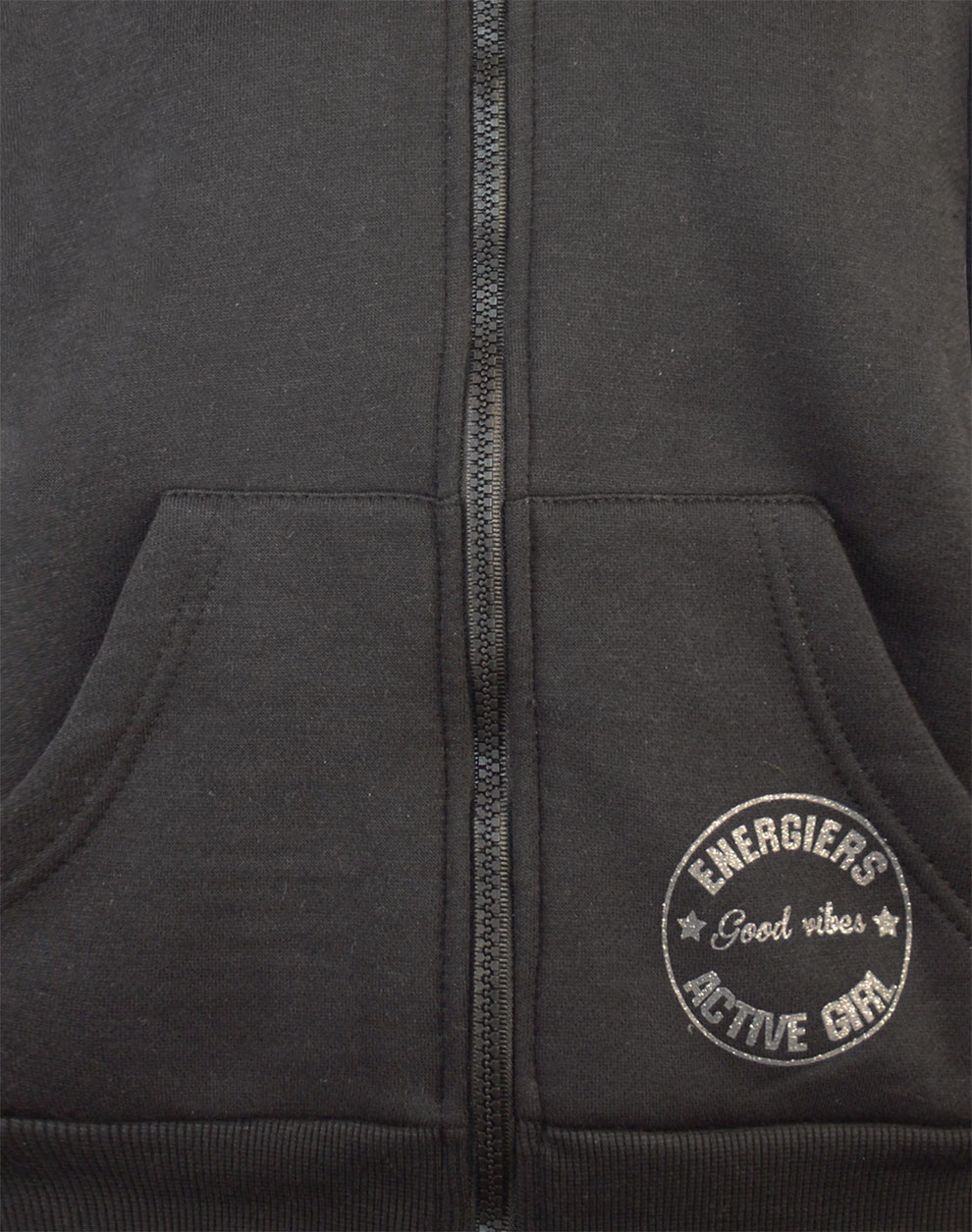 Fleece ζακέτα Energiers Basic Line με κουκούλα | ΜΑΥΡΟ φωτογραφία