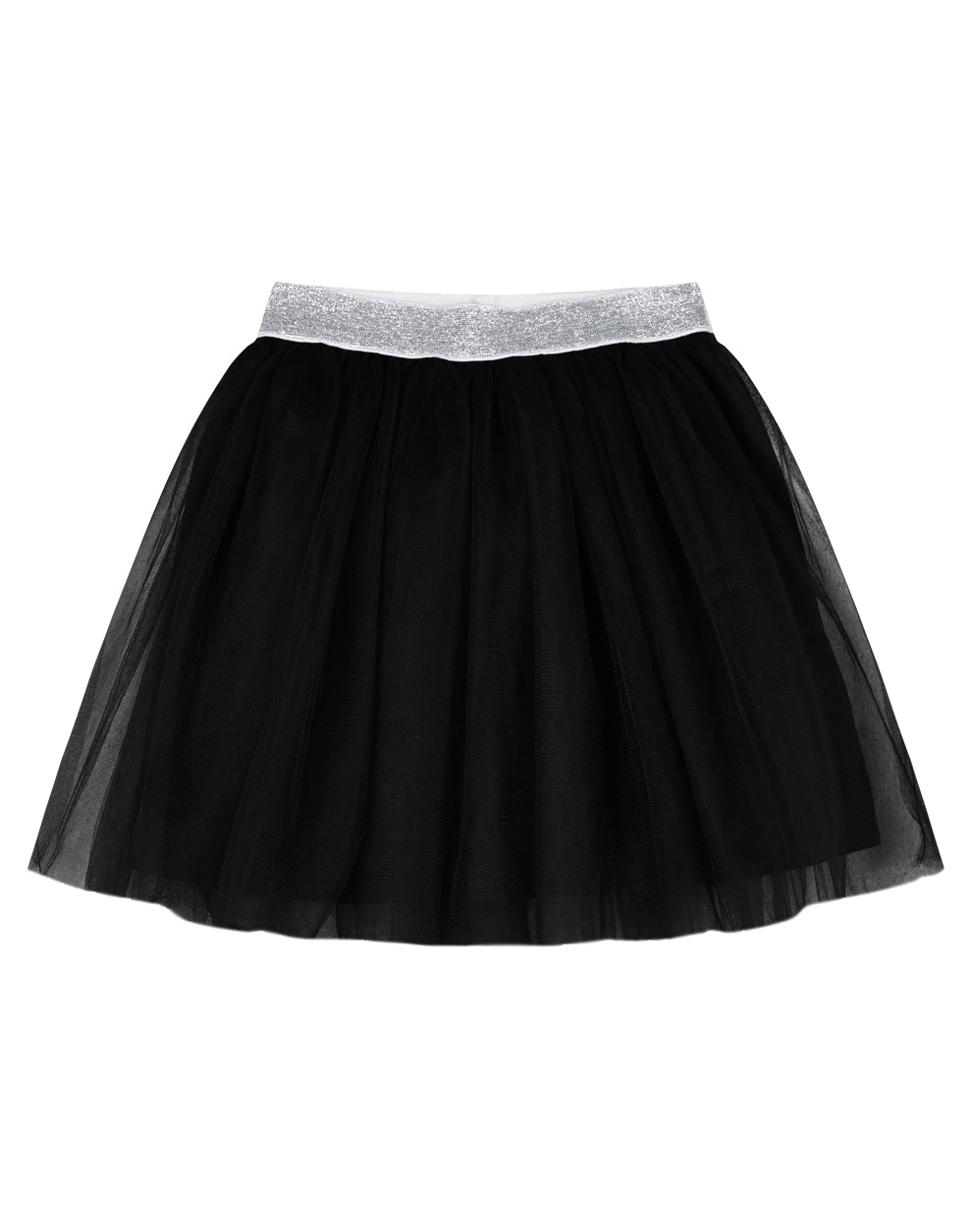 Μονόχρωμη φούστα με τούλι και ασημί λάστιχο για κορίτσι | ΜΑΥΡΟ ΚΟΡΙΤΣΙ 6-16>Φούστα