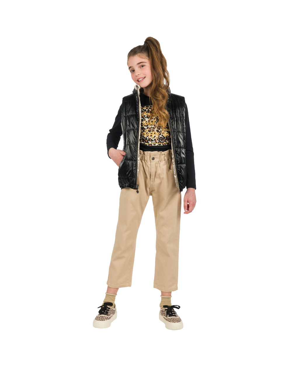 Παντελόνι ελαστικό paperbag για κορίτσι | ΜΠΕΖ