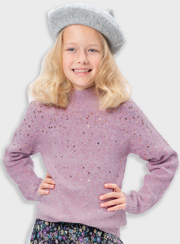 Πλεκτό πουλόβερ για κορίτσι | ΣΚΟΝΙΣΜΕΝΟ ΛΙΛΑ