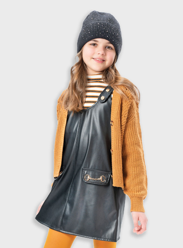 Σαλοπέτα δερματίνη για κορίτσι | ΜΑΥΡΟ